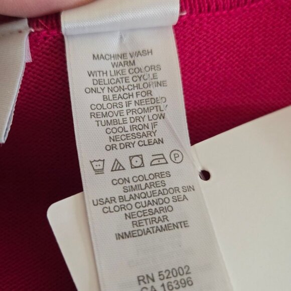 NWT Liz Claiborne Womens Large Tie-Front Pink Bolero Sweater 3/4 Sleeve - Picture 8 of 8